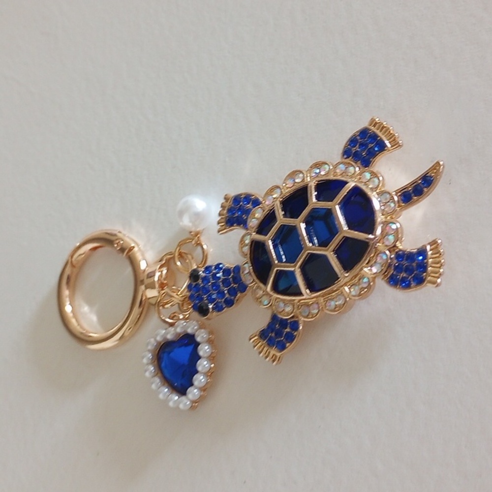 Turtle Rhinestone Keychain & Large Ring Keychain … - image 2